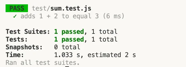 Jest test output