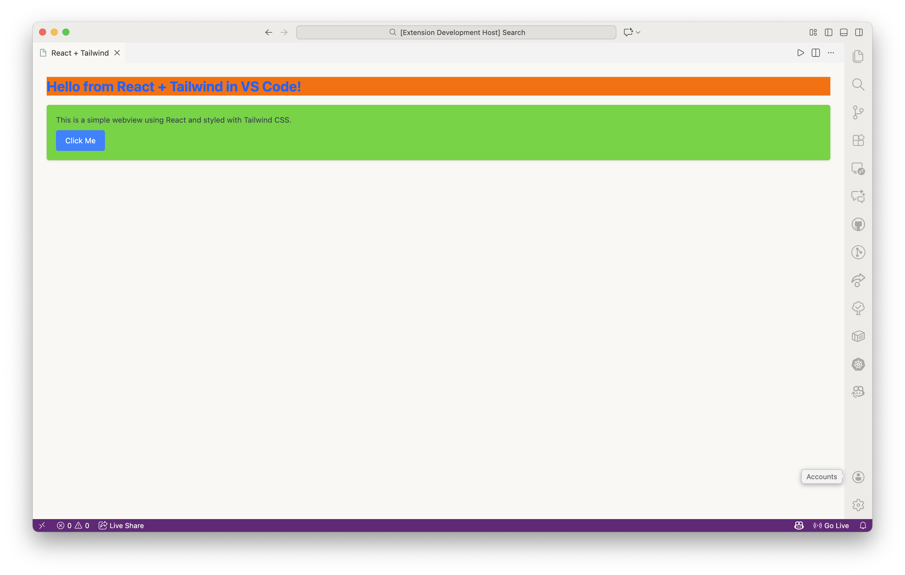 VS Code React Tailwind Webview